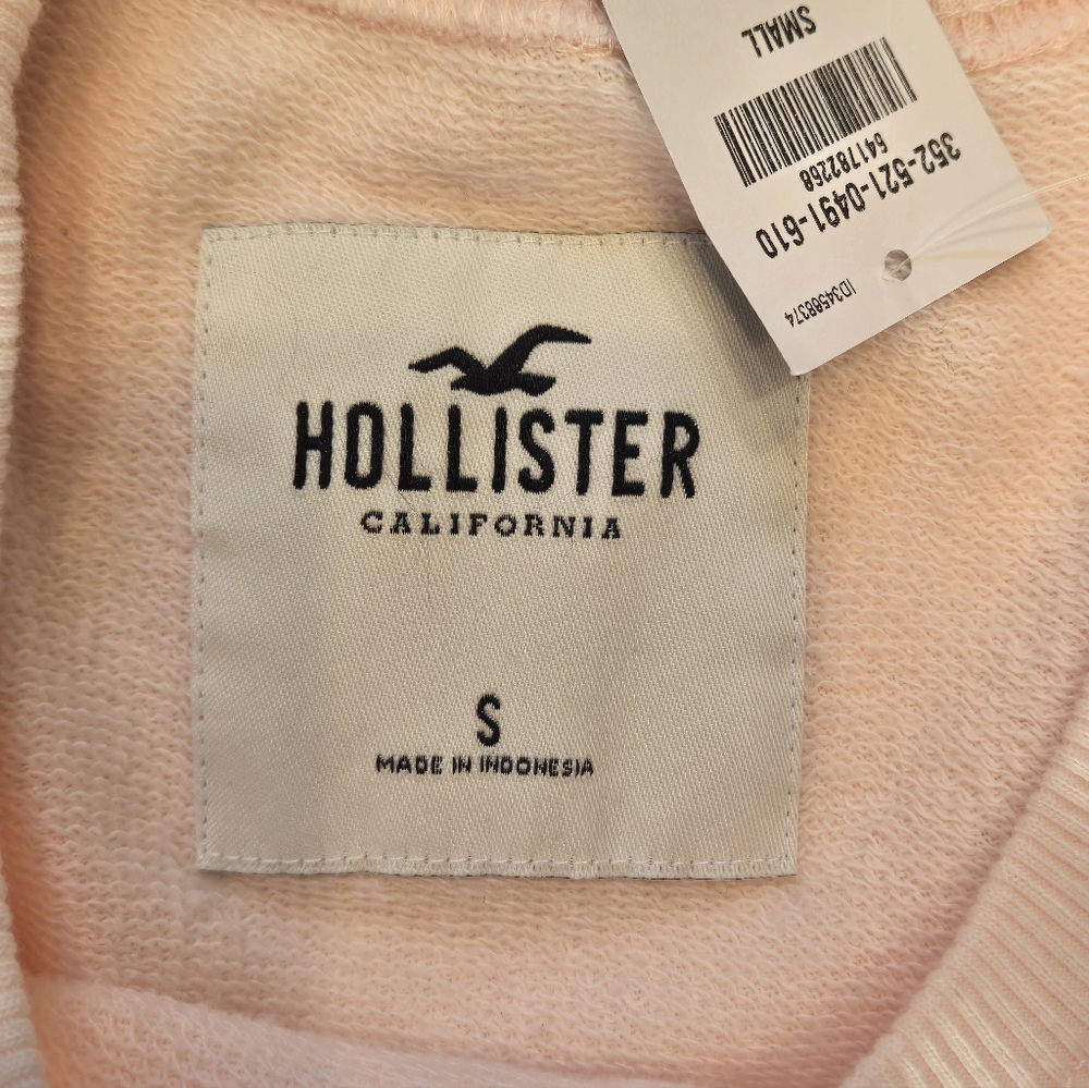 NWT- Hollister Pale Pink Cropped Crewneck Lightweight Sweatshirt Size Small - Picture 8 of 9